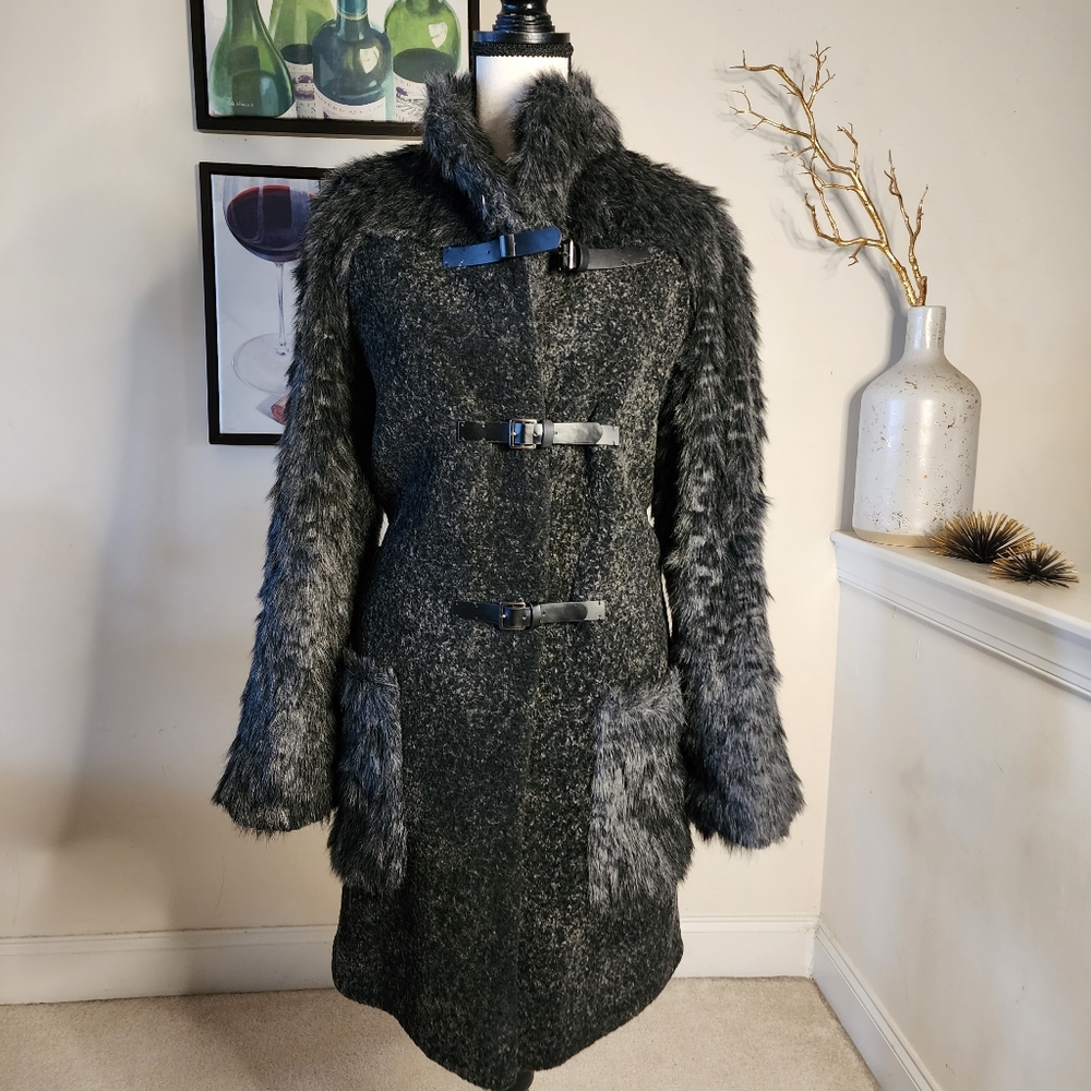 🔥Max Studio Faux Fur Wool Jacket - Picture 6 of 17